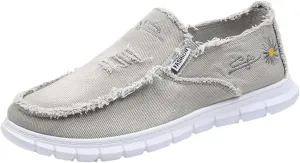 Men's Breathable Canvas Casual Shoes Soft Soles Men's Loafers Soft Comfortable Anti Slip Driving Shoes