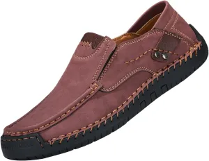 Men's Casual Shoes 2025 Breathable Comfy Flat Bottom Bussiness Casual Shoes for Work Slip on Non Slip Plus Size Leather Loafers for Men