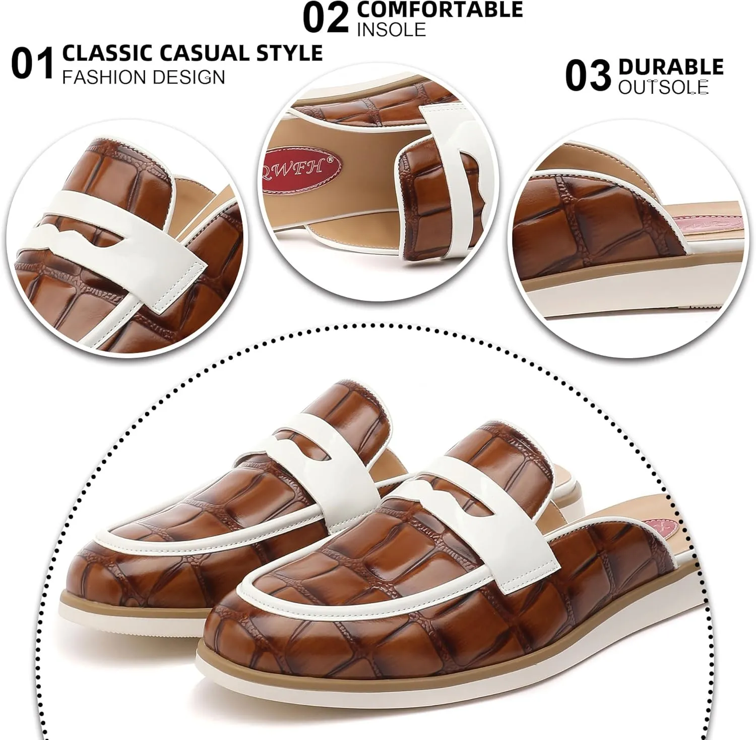 Men's Casual Slip-on Mule Loafer,Mens Fashion Backless Dress Slippers Comfy Lightweight Walking Penny Shoes for Men