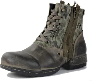Mens Chukka Biker Cowboy Stylish Motorcycle Combat Hiking Fashion Casual Cowhide Leather Ankle Side Zipper Boots 5008-8-N