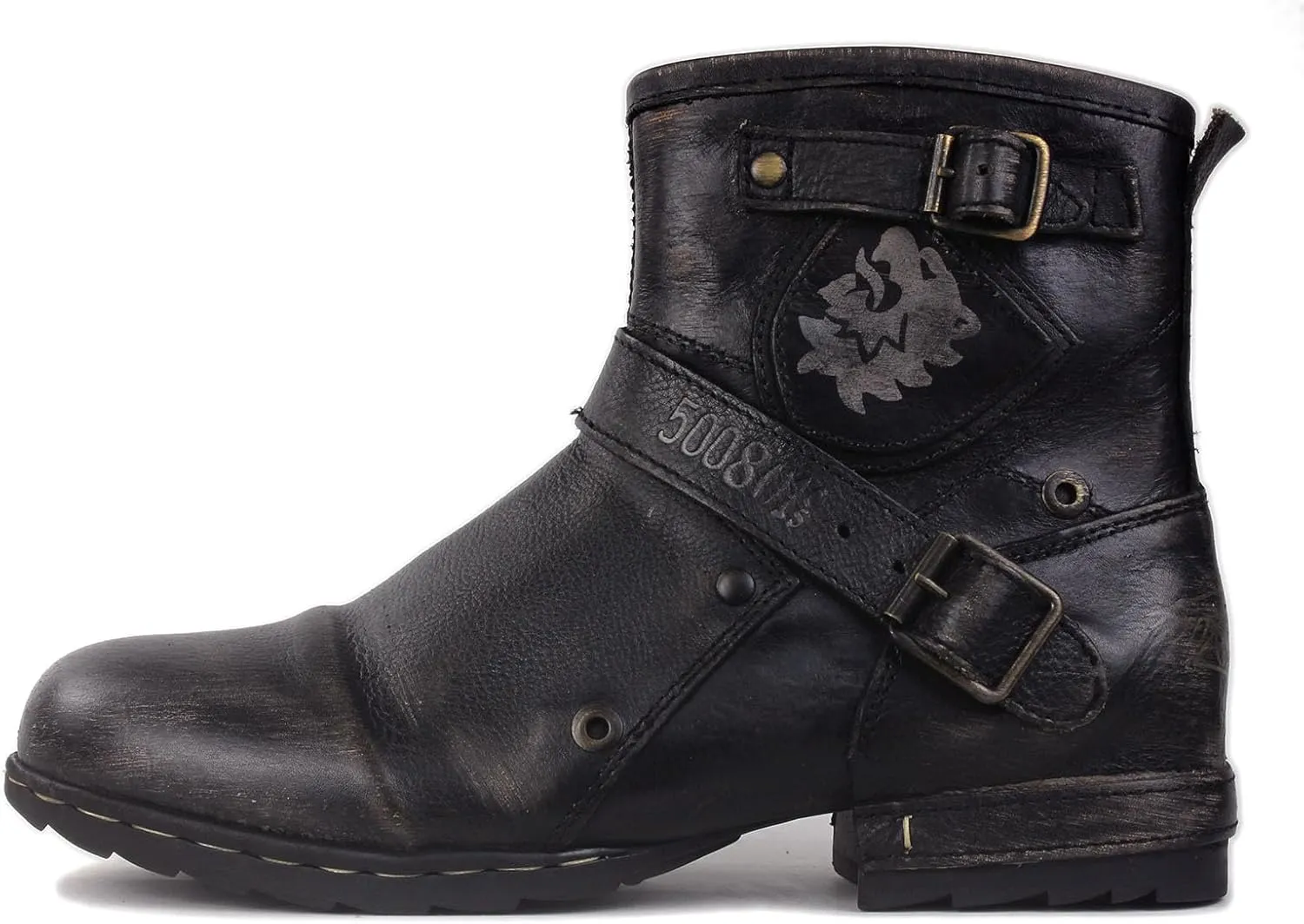 Mens Chukka Biker Cowboy Stylish Motorcycle Combat Hiking Fashion Casual Cowhide Leather Ankle Side Zipper Boots CD-5008-1-BP-US-R