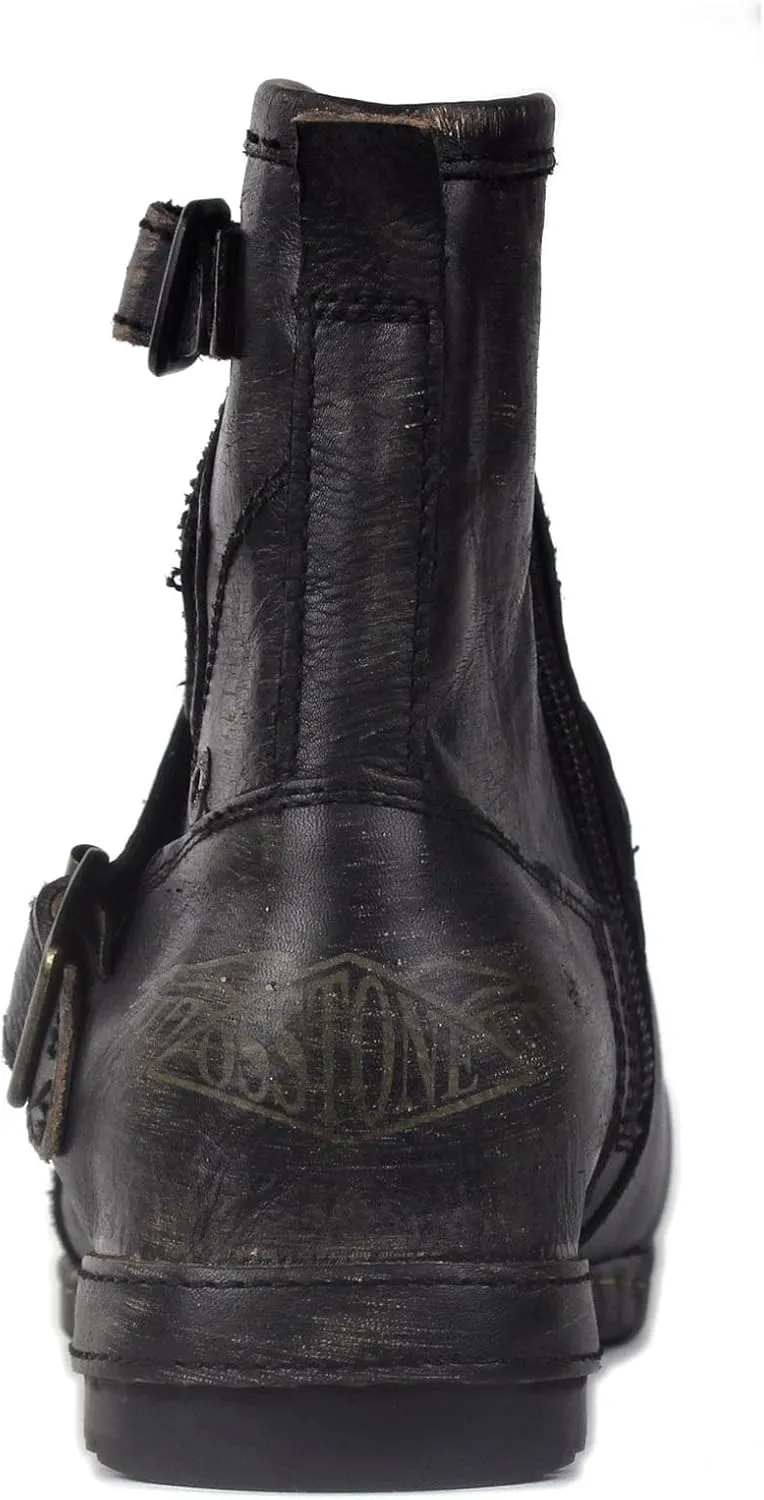 Mens Chukka Biker Cowboy Stylish Motorcycle Combat Hiking Fashion Casual Cowhide Leather Ankle Side Zipper Boots CD-5008-1-BP-US-R