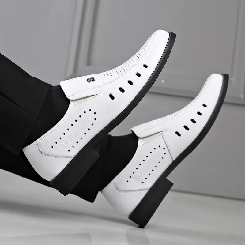 Men's Cutout Mesh Handmade Flat Casual Loafers Lightweight Slip on Mesh Moccasins Summer Breathable Driving Shoes for Driving Walking Wedding Outdoor Indoor Size