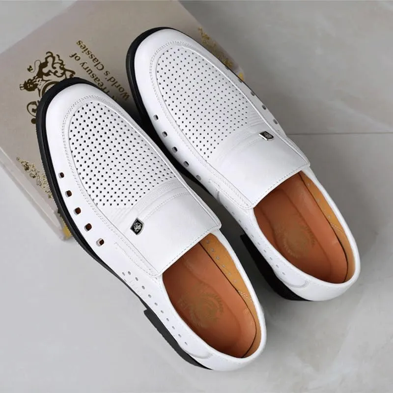 Men's Cutout Mesh Handmade Flat Casual Loafers Lightweight Slip on Mesh Moccasins Summer Breathable Driving Shoes for Driving Walking Wedding Outdoor Indoor Size