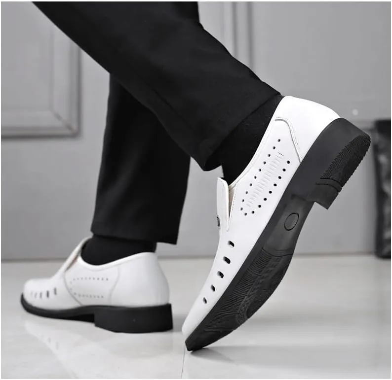 Men's Cutout Mesh Handmade Flat Casual Loafers Lightweight Slip on Mesh Moccasins Summer Breathable Driving Shoes for Driving Walking Wedding Outdoor Indoor Size