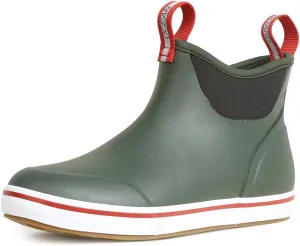Men's Deck Boots Waterproof Anti-Slip Rubber Ankle Rain Shoes for Fishing Gardening Outing