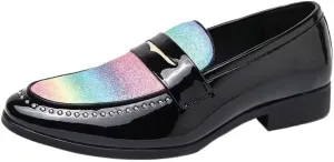 Men's Dress Oxford Synthetic Pu Leather Office Slip-on Plain Toe Rubber Sole Business Loafers