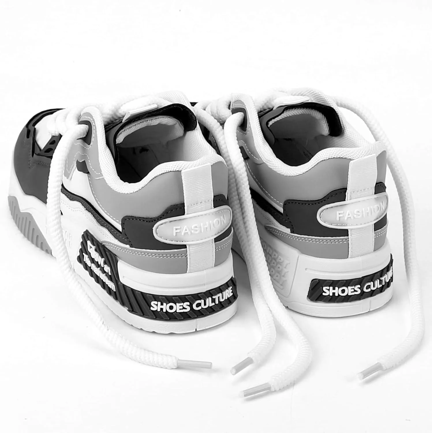 Mens Fashion Lace-Up Sneakers, Comfort Casual Walking Shoes, Faux Leather Platform Chunky Sneakers Tennis Shoes