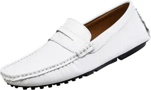 Men's Flat Penny Loafer Leather Slip on Dress Driving Moccasins Casual Shoes