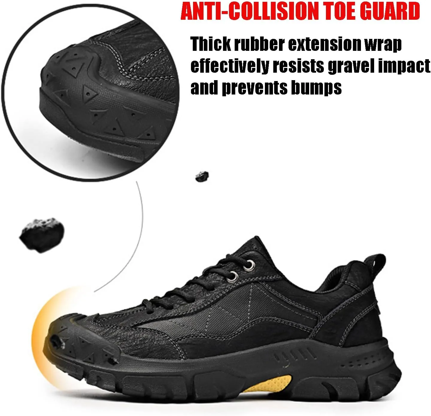 Men's Genuine Leather Waterproof Hiking Sneakers Classic Lace-Up Anti-Slip Soft Sole Industrial Construction Work Shoes