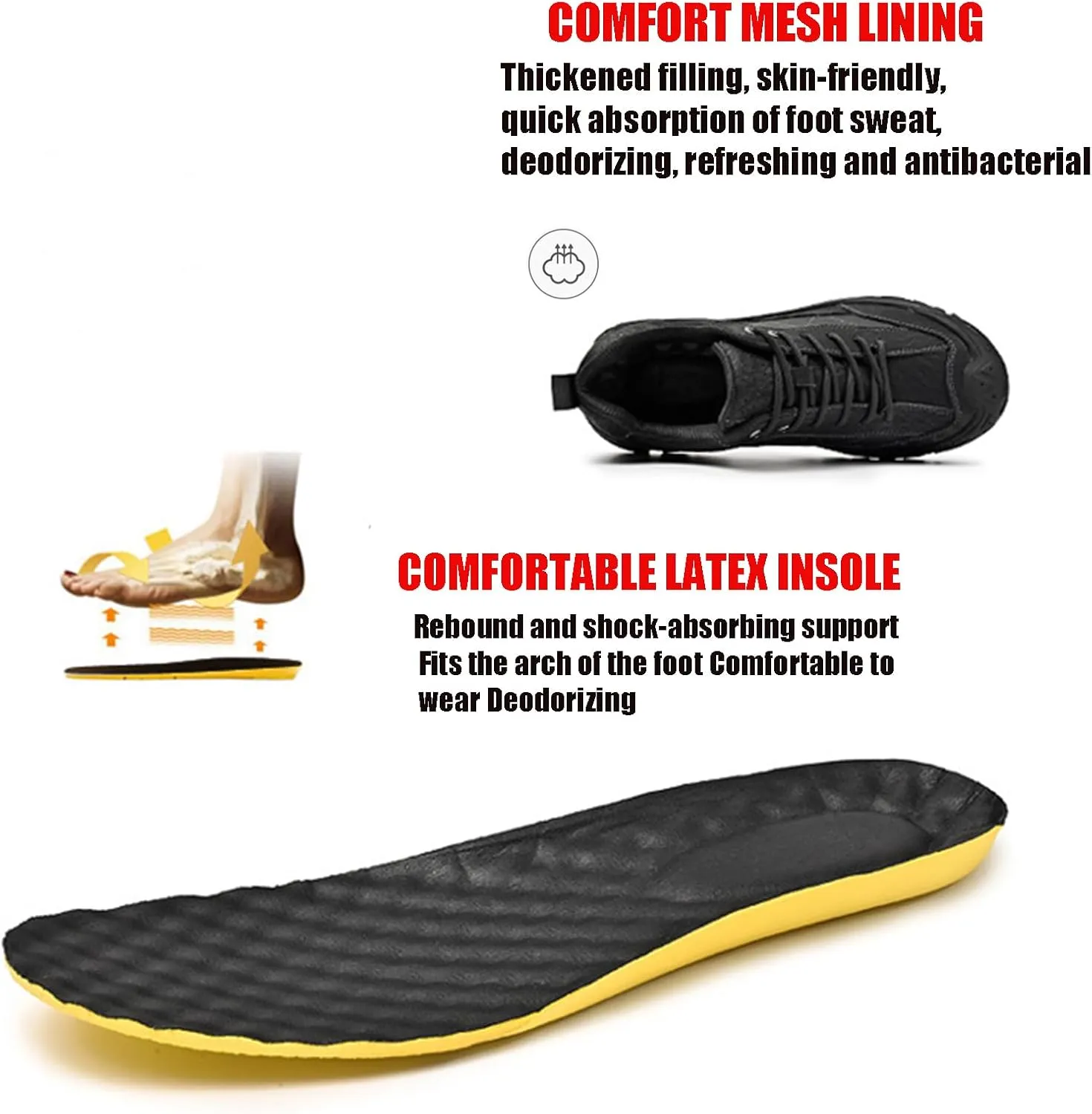 Men's Genuine Leather Waterproof Hiking Sneakers Classic Lace-Up Anti-Slip Soft Sole Industrial Construction Work Shoes