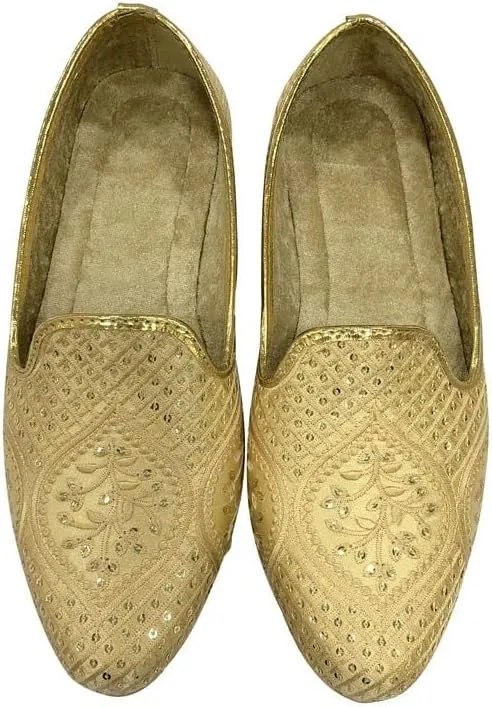 Men's Jutti for Wedding Traditional Ethnic Mojari Shoes Sherwani Loafers Handmade Gold Embroidery Juti