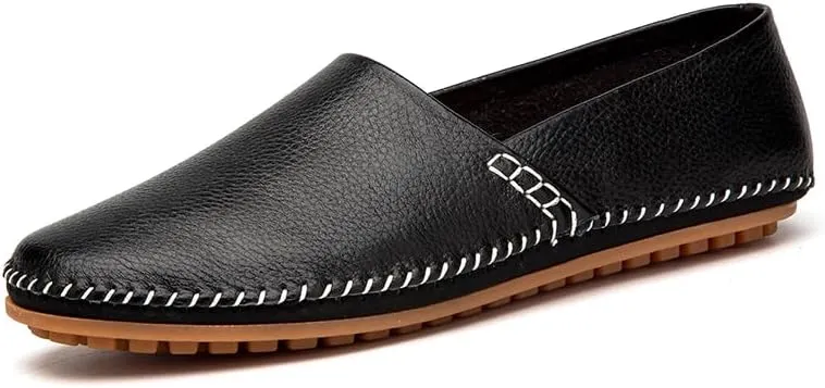 Men's Leather Loafer Flats Lightweight Casual Slip On Shoes for Walking Driving Dress