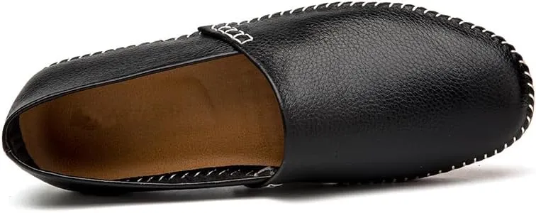 Men's Leather Loafer Flats Lightweight Casual Slip On Shoes for Walking Driving Dress