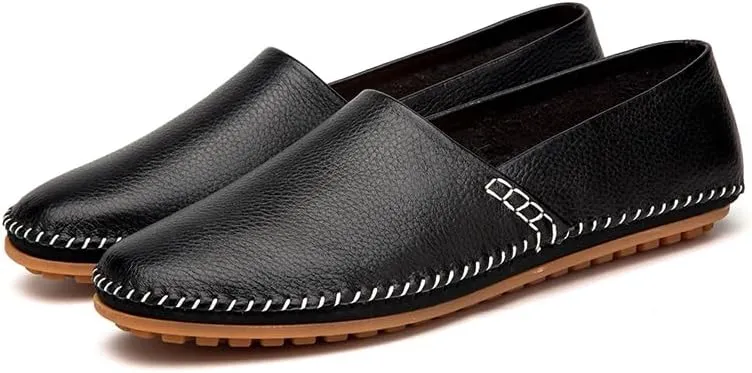 Men's Leather Loafer Flats Lightweight Casual Slip On Shoes for Walking Driving Dress