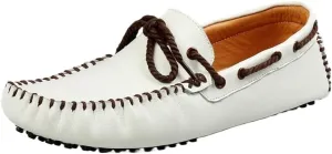 Men's Loafers - Genuine Leather Deck Shoes with Stitching, Round Toe, Anti-Slip, Slip-Resistant, Flat Heel, Comfortable Slip-Ons for Prom and Casual Wear