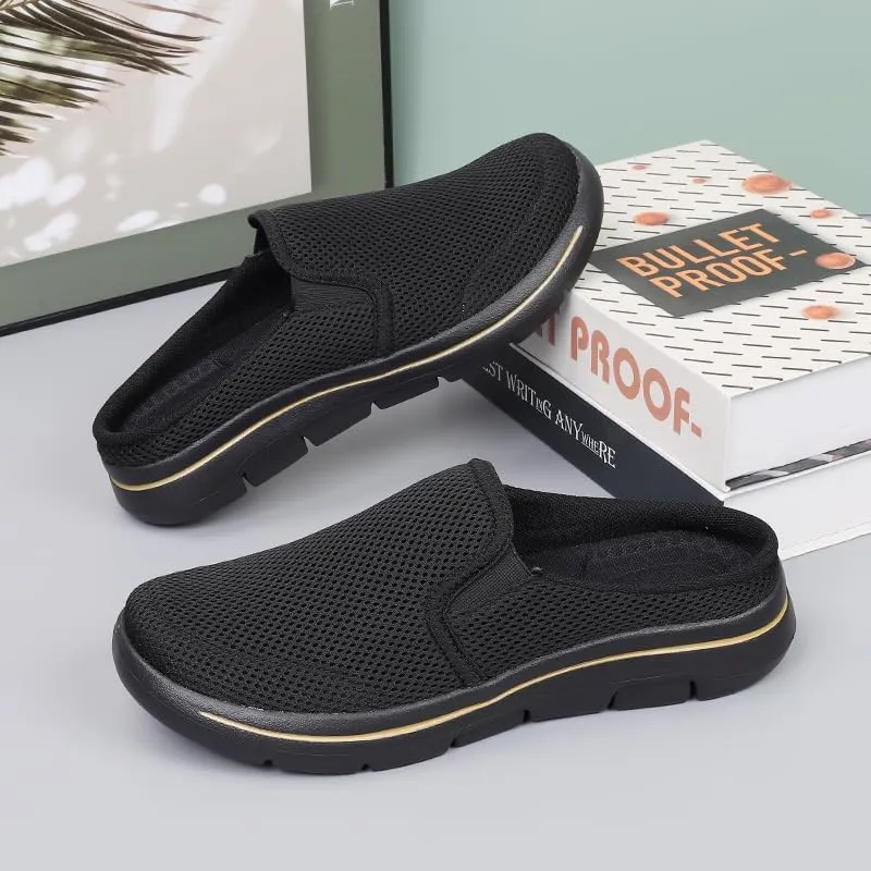 Men's Mesh House Slippers,indoor,half shoes for men,slip on mules,Lightweight,washable