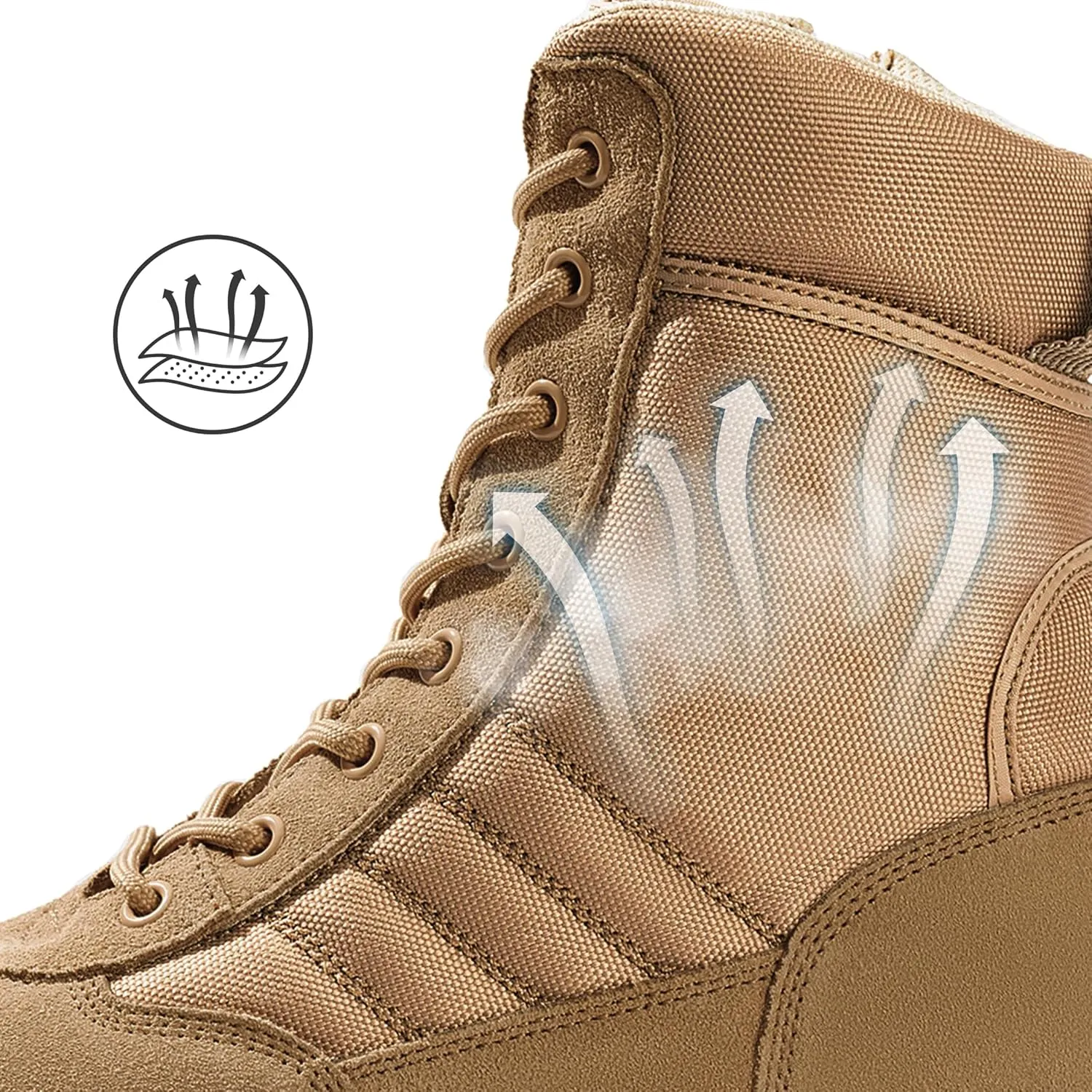 Men's Military Tactical Combat Boots Side Zipper Work Motorcycle Boots 8 inch