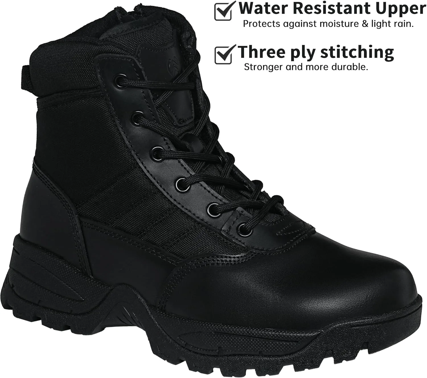 Men's Military Tactical Combat Boots Side Zipper Work Motorcycle Boots 8 inch