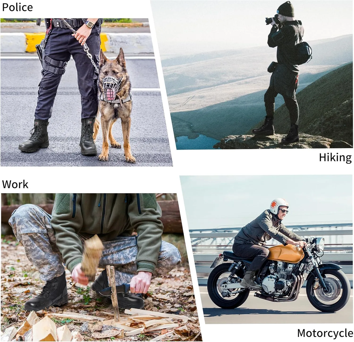 Men's Military Tactical Combat Boots Side Zipper Work Motorcycle Boots 8 inch