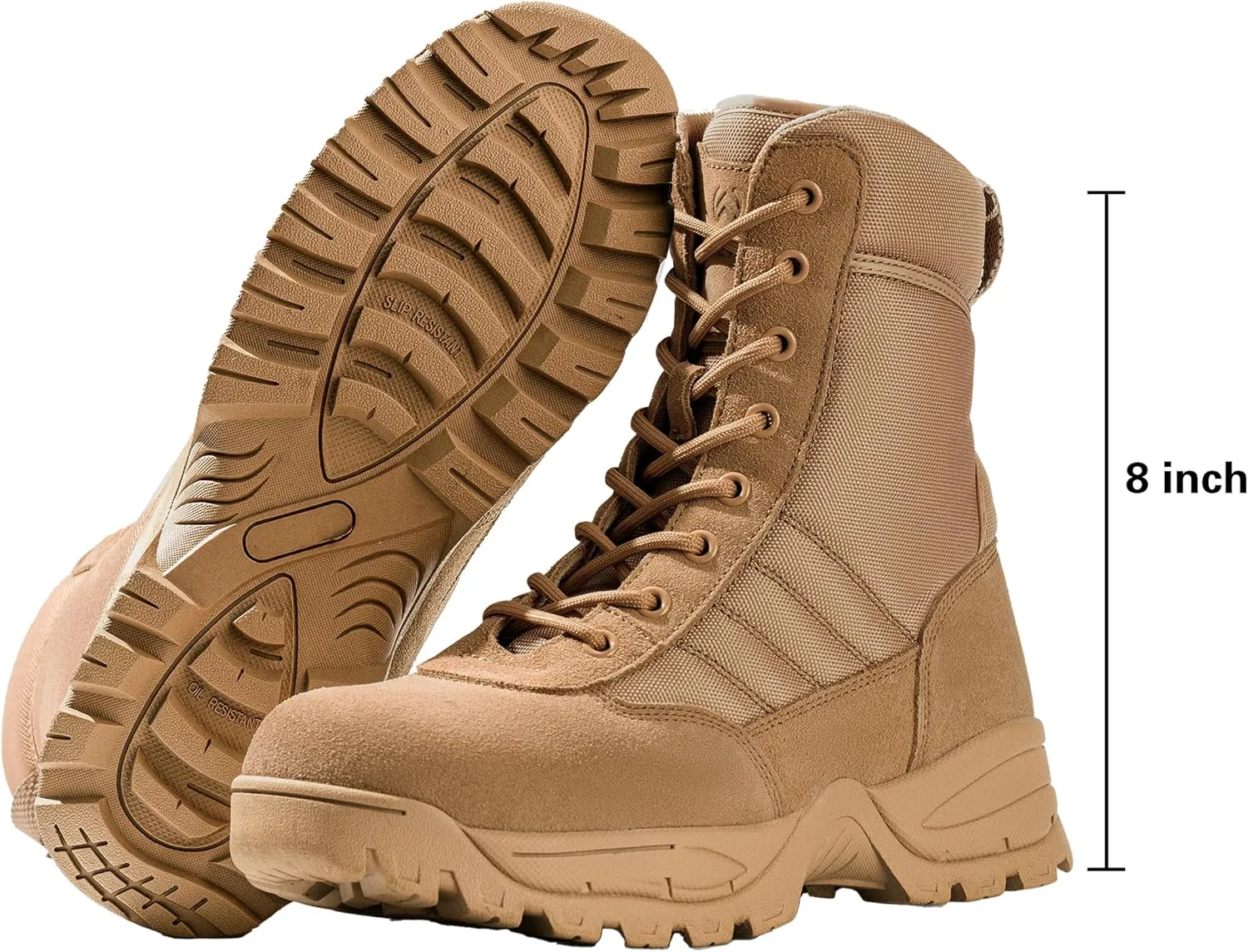 Men's Military Tactical Combat Boots Side Zipper Work Motorcycle Boots 8 inch