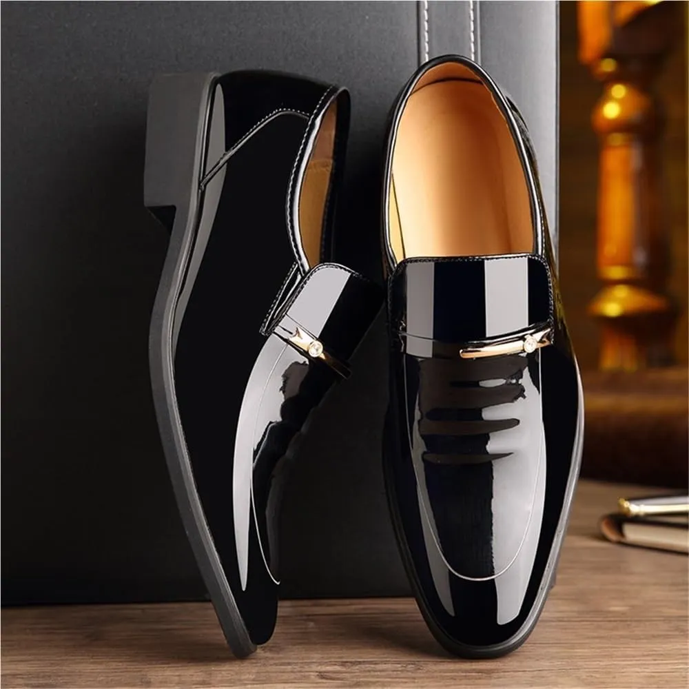 Mens Oxford Shoes Leather Loafers Metal Tip Plain Toe Dress Slip On Business Casual Comfortable Modern