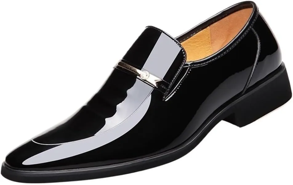 Mens Oxford Shoes Leather Loafers Metal Tip Plain Toe Dress Slip On Business Casual Comfortable Modern