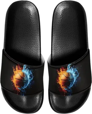 Mens Pillow House Slide Sandals Non-Slip Black Bath Sandals Wide Width EVA Flat Shoes Quick Drying Peep Toe Slippers Beach Dress Shoes