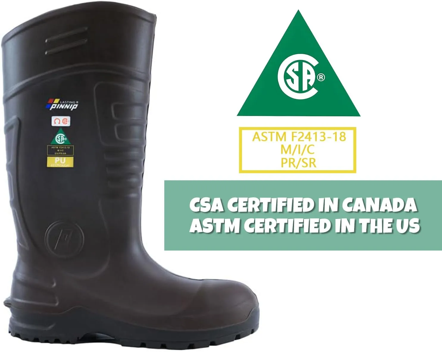 Mens PU Rubber Work Boots With Steel Toe & Shank - Waterproof Anti-slip Mud Rain Boots Hunting Boots ASTM F2413-18 Acid & Oil Resistant