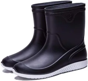 Mens Rain Boots Slip On Non-Slip Rubber Waterproof Ankle Boots Rain Shoes