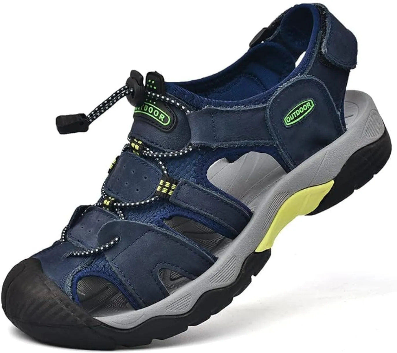 Men's Sport Sandals Outdoor Hiking Leather Closed Toe Sandals Athletic Lightweight Summer Walking Casual Sandals Water Shoes