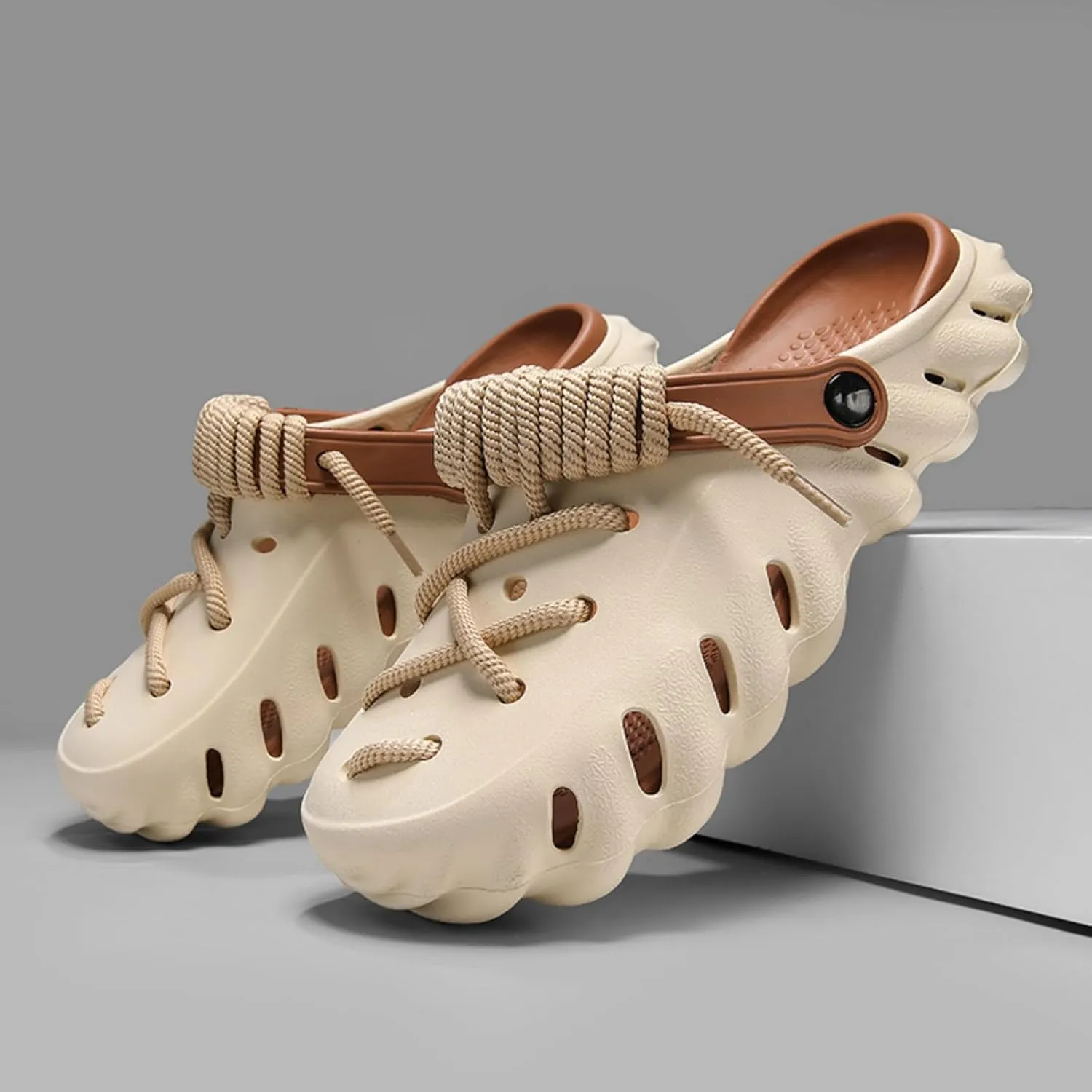 Men's Summer Mules Clogs, Lightweight and Soft with lace - up Design. Suitable for Home, outings and Beach, a Great Choice for Family Life.