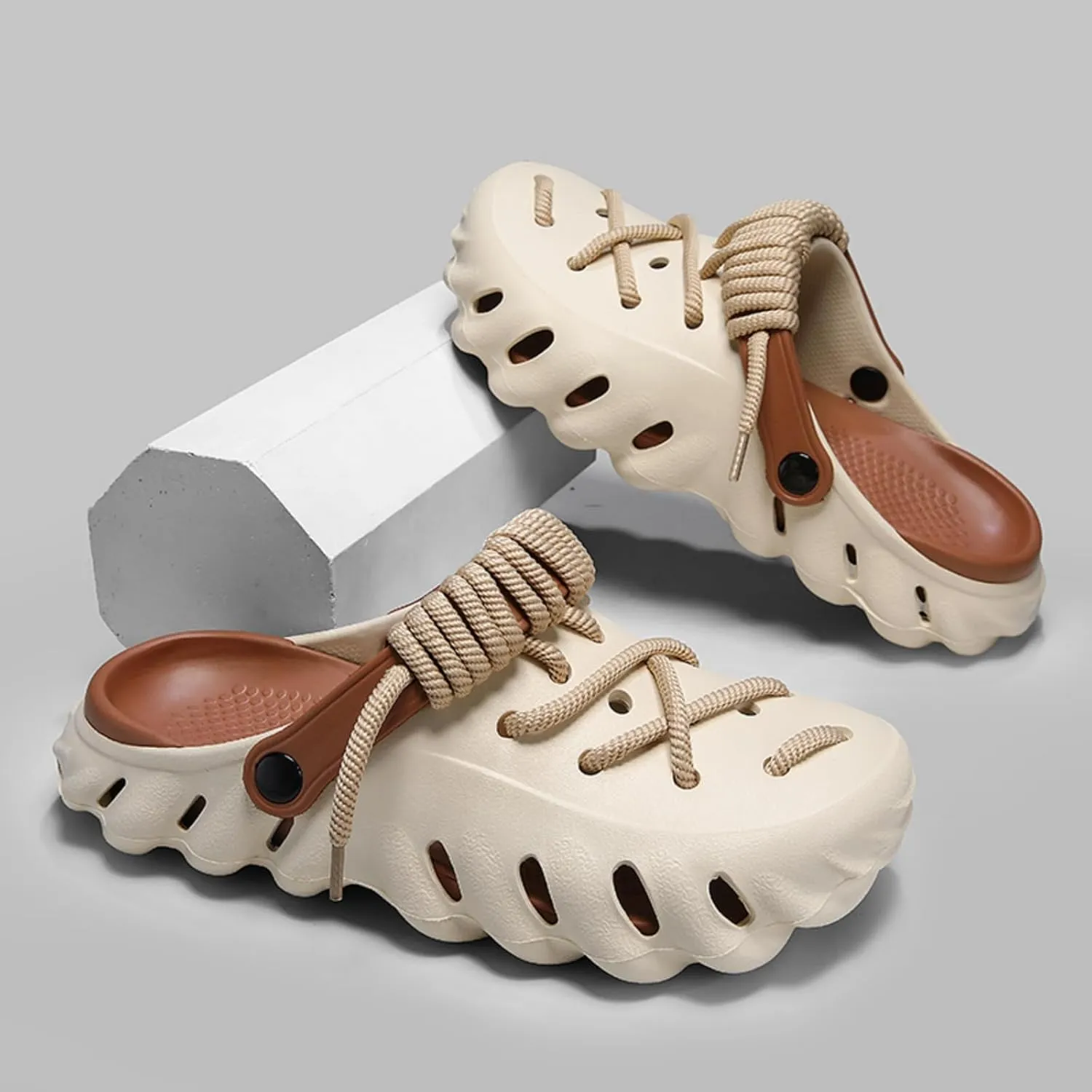 Men's Summer Mules Clogs, Lightweight and Soft with lace - up Design. Suitable for Home, outings and Beach, a Great Choice for Family Life.