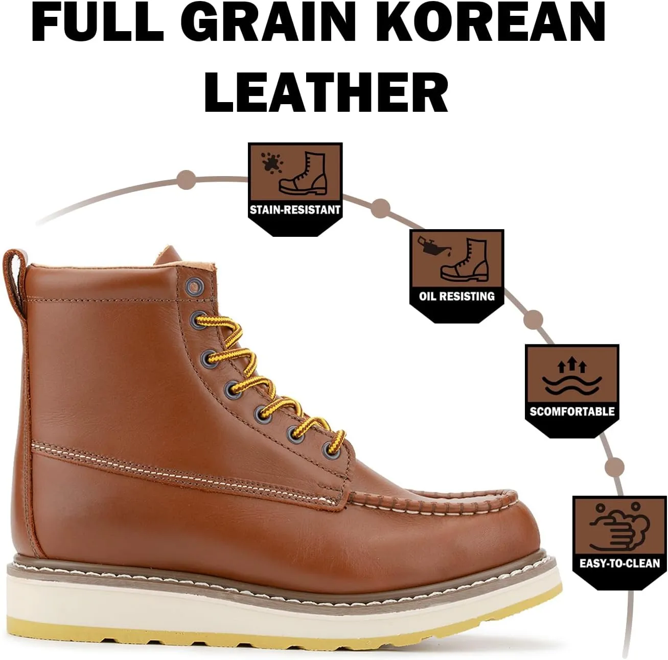 Men's SureTrack 6" & 8'' Leather Soft Toe Work Boot for Men, Goodyear Welt, Oil/Slip Resistant, Wedge Sole, Moc Toe Men's Work Boots, EH, 84994 & 86994