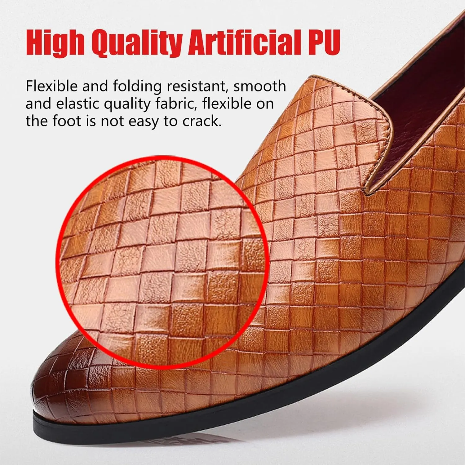 Men's Vegan Leather Smoking Loafers Slip-on Flat Casual Lightweight Driving Walking Shoes Business Dress Oxford Shoes