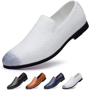 Men's Vegan Leather Smoking Loafers Slip-on Flat Casual Lightweight Driving Walking Shoes Business Dress Oxford Shoes