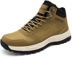 Men's Winter Slip On Snow Boots Warm Fur Lined Cold Shoes Winter Boot Leather Outdoor Thermal Work Ankle