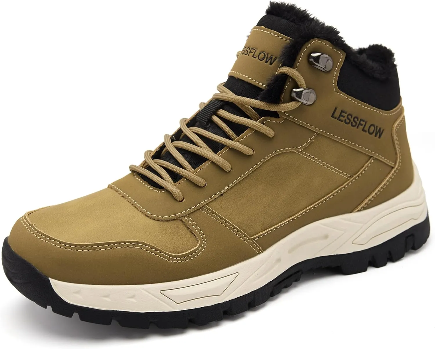 Men's Winter Slip On Snow Boots Warm Fur Lined Cold Shoes Winter Boot Leather Outdoor Thermal Work Ankle