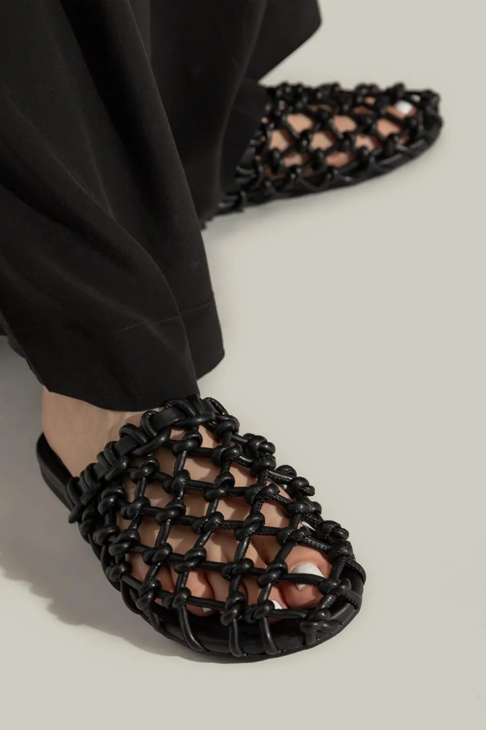 Mesh Ballet Flats for Women Slip on Woven Sandal Slides Closed Toe Mesh Mules Summer Beach Slippers