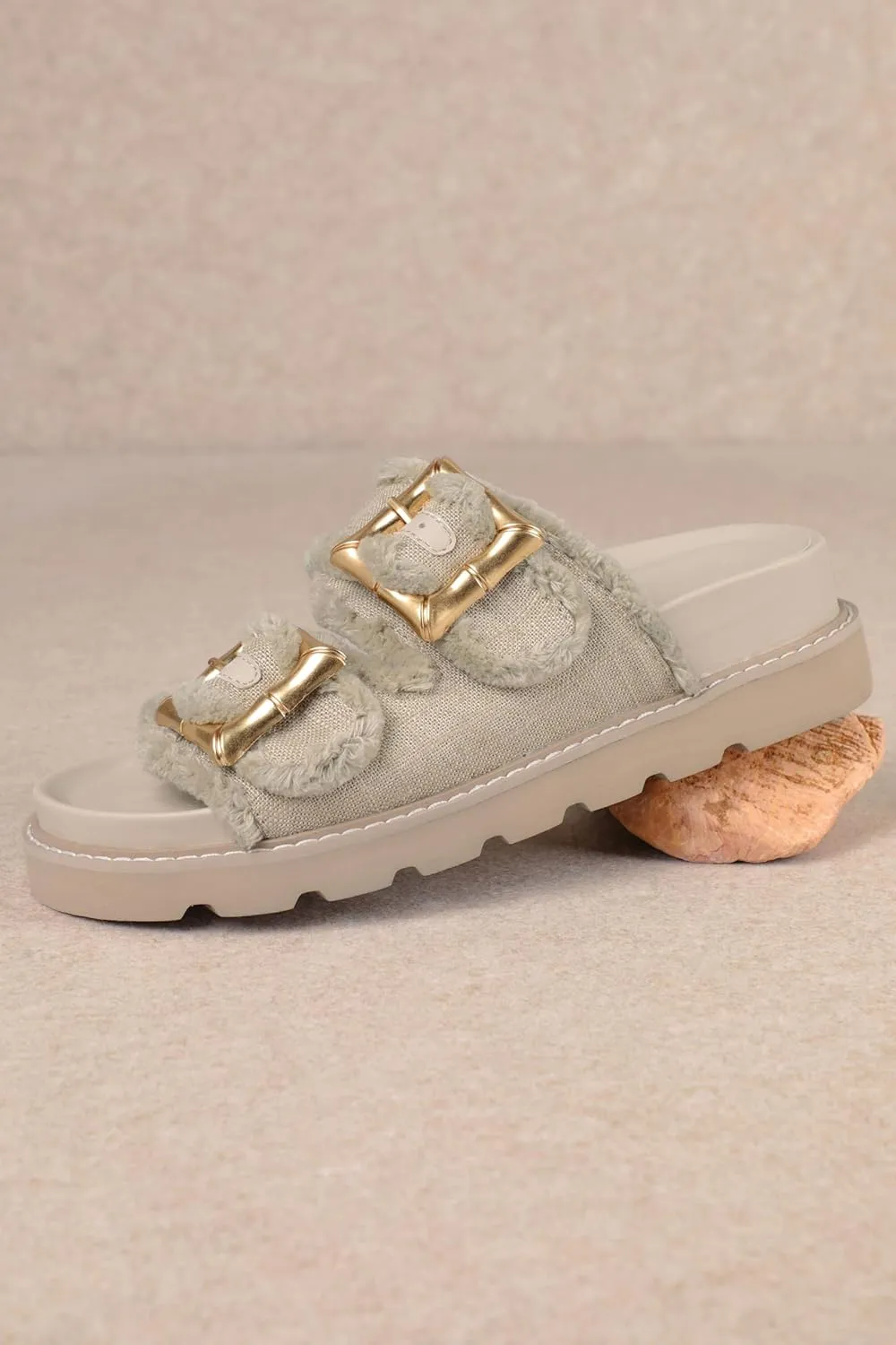 Mi.iM Carlotta Cozy Buckled Lined Mules