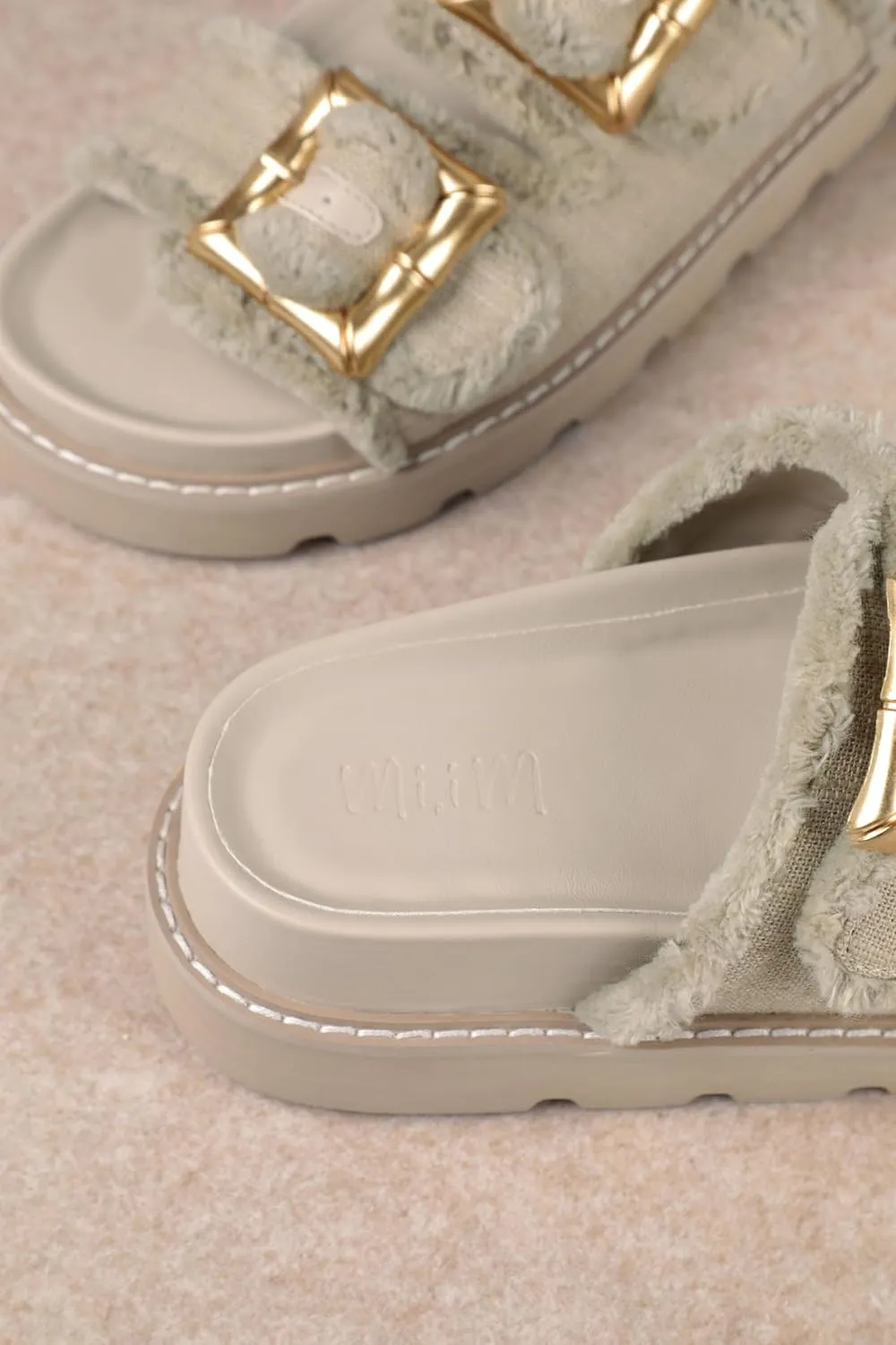 Mi.iM Carlotta Cozy Buckled Lined Mules