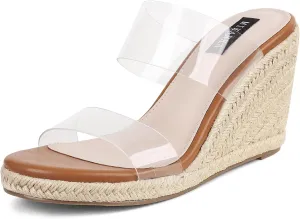 mikarka Slip On Wedge Sandals for Women Open Toe Espadrilles Platform Slides Dressy High Heel Beach Summer Sandal Comfortable Wedges Shoe Mules