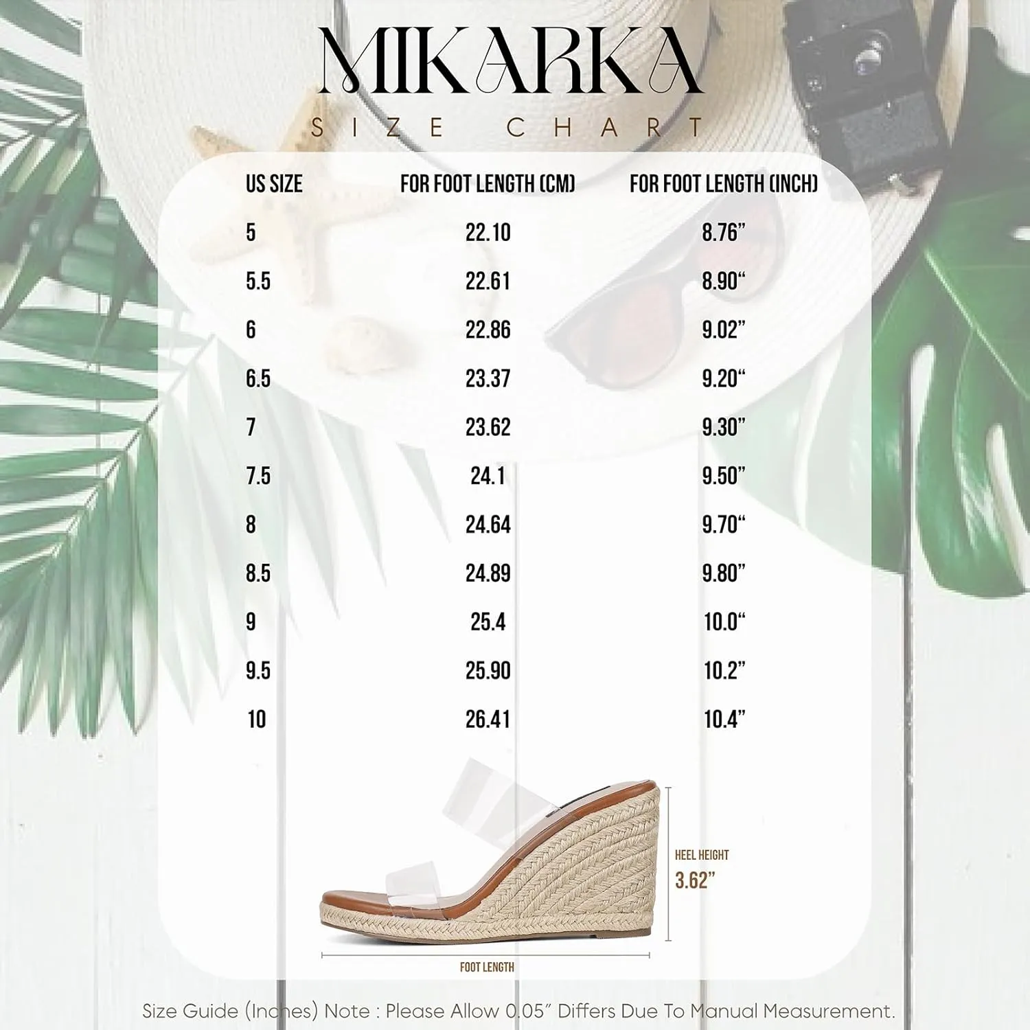 mikarka Slip On Wedge Sandals for Women Open Toe Espadrilles Platform Slides Dressy High Heel Beach Summer Sandal Comfortable Wedges Shoe Mules