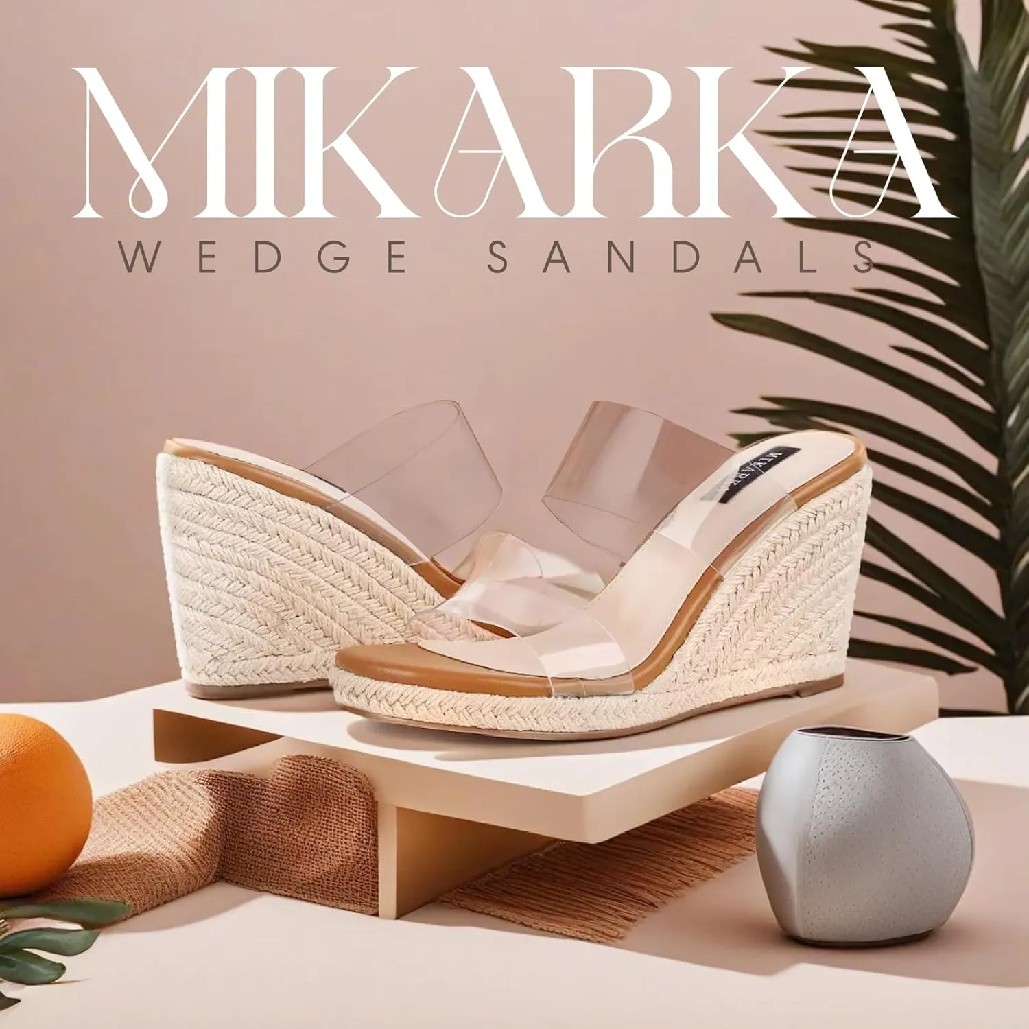 mikarka Slip On Wedge Sandals for Women Open Toe Espadrilles Platform Slides Dressy High Heel Beach Summer Sandal Comfortable Wedges Shoe Mules