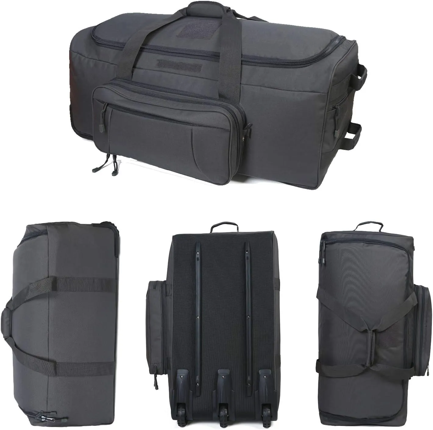 Military Wheeled Deployment Bag Large Tactical Heavy Duty Duffel Bag for Camping Hiking (Grey)