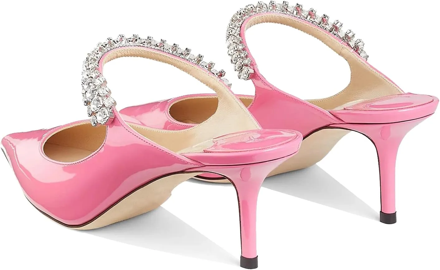 MIRAAZZURRA Women Heeled Mules Rhinestone Strappy Pointed Toe Mules Stiletto High Heels Slip On Bridal Sandals for Women