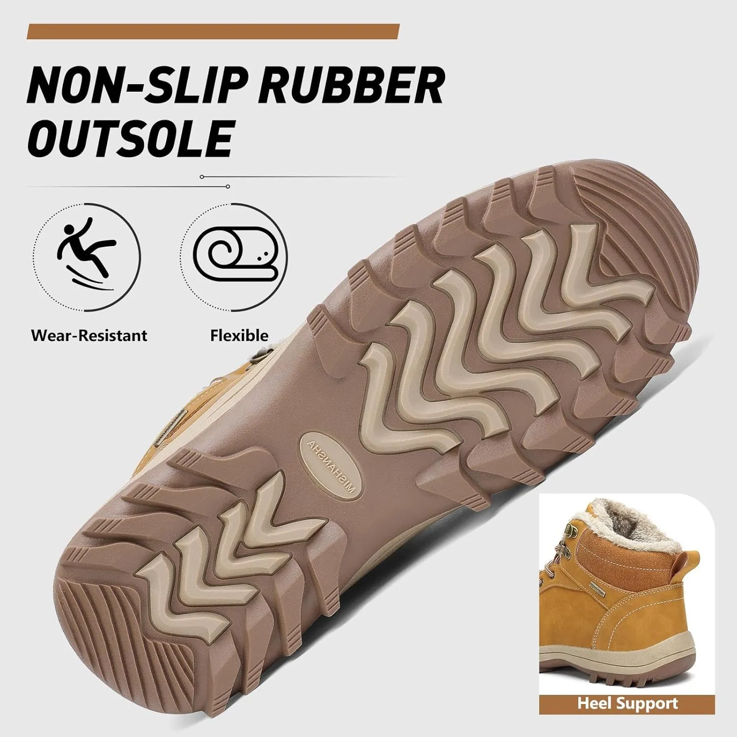 Mishansha Winter Boots for Men Women Waterproof Snow Boots Warm Lined Non Slip Hiking Boot