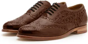 MOOMMO Women Vintage Lace Up Oxford Shoes Low Chunky Heel Almond Toe Oxfords Loafers Brogue Derby Wingtip Perforated Matte Flat Penny Loafers Burnished Office Work Dressy Formal Business 4-11 M US