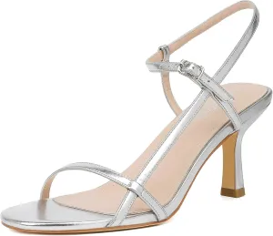 Mostrin Heels for Women Strappy Sandals Square Open Toe High Heel Sandals Ankle Strap Stiletto Heels for Party Wedding