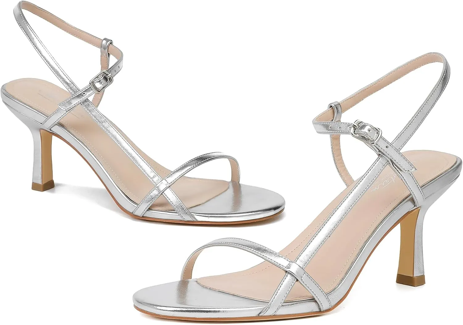 Mostrin Heels for Women Strappy Sandals Square Open Toe High Heel Sandals Ankle Strap Stiletto Heels for Party Wedding